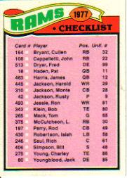 1977 Topps #213 Los Angeles Rams/Team Checklist