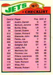 1977 Topps #219 New York Jets/Team Checklist