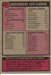 1977 Topps #227 Tampa Bay Buccaneers/Team Checklist UER/(Lee Roy Selmon mis-/spelled as Leroy) back image