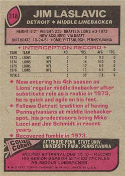 1977 Topps #318 Jim Laslavic RC back image