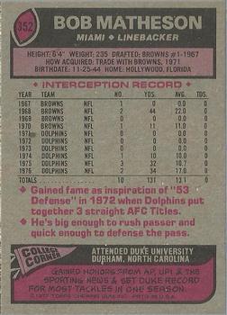1977 Topps #352 Bob Matheson back image