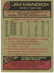 1977 Topps #372 Jim Mandich back image