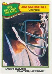 1977 Topps #452 Jim Marshall RB/Most Games/Played: Lifetime