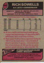 1977 Topps #488 Rich Sowells RC back image