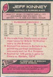 1977 Topps #514 Jeff Kinney RC back image