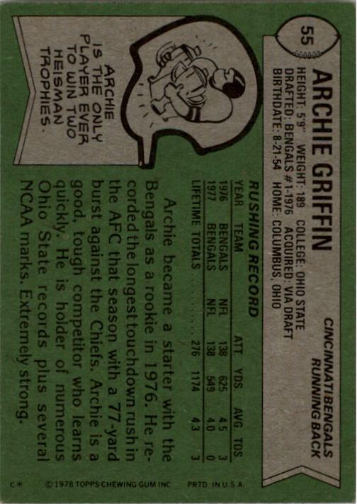 1978 Topps #55 Archie Griffin back image