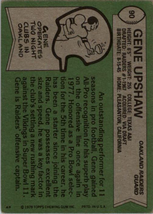 1978 Topps #90 Gene Upshaw AP back image