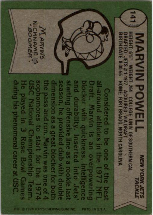 1978 Topps #141 Marvin Powell RC back image