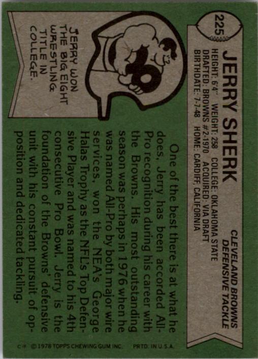 1978 Topps #225 Jerry Sherk back image
