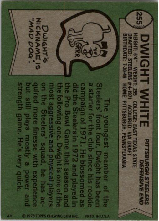 1978 Topps #255 Dwight White back image