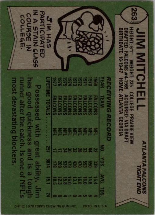 1978 Topps #263 Jim Mitchell back image