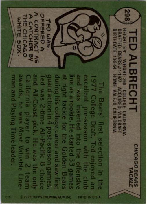 1978 Topps #298 Ted Albrecht RC back image
