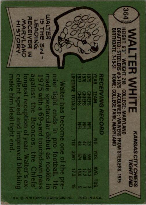 1978 Topps #364 Walter White back image