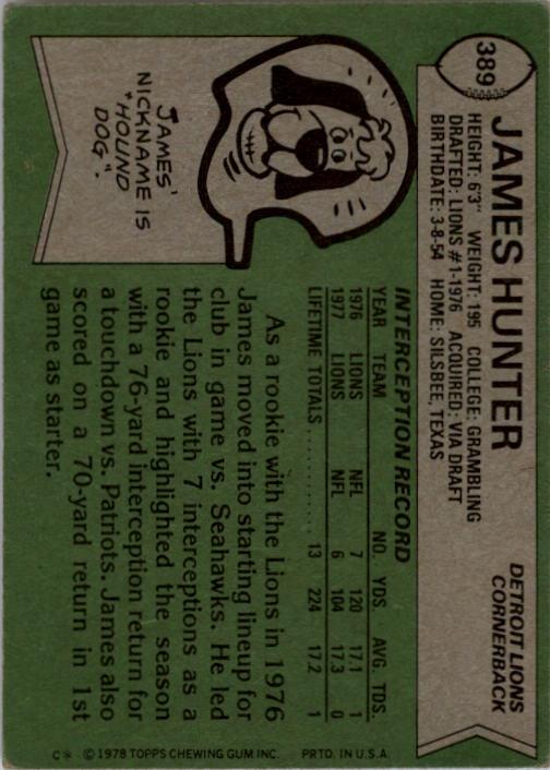 1979 Topps James Hunter Detroit Lions #222 *Read* -YC