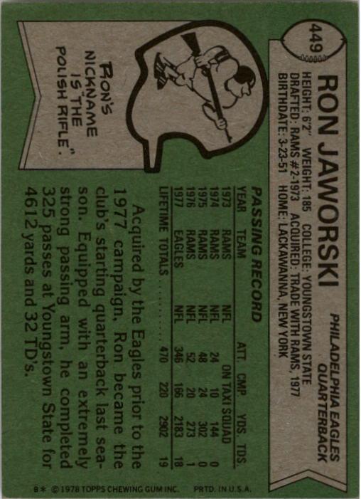 Ron Jaworski #72 Prices, 1980 Topps