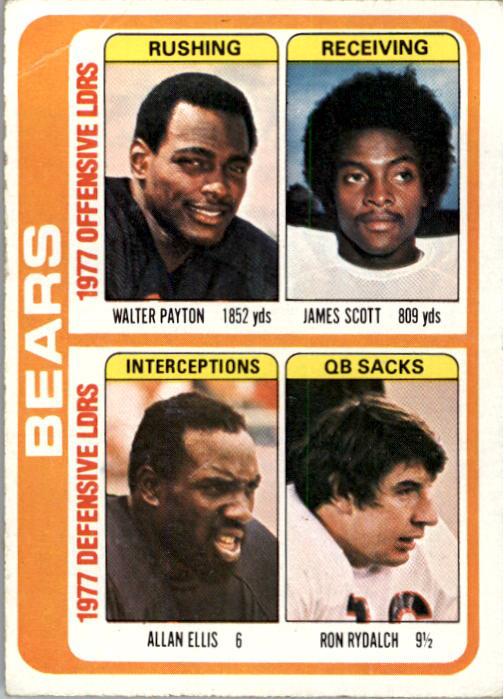 1978 Topps #504 Chicago Bears TL/Walter Payton/James Scott/Allan Ellis/Ron Rydalch/(checklist back)