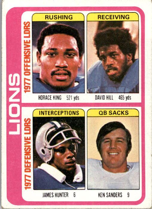 1978 Topps #509 Detroit Lions TL/Horace King/David Hill/James Hunter/Ken  Sanders/(checklist back) - VG