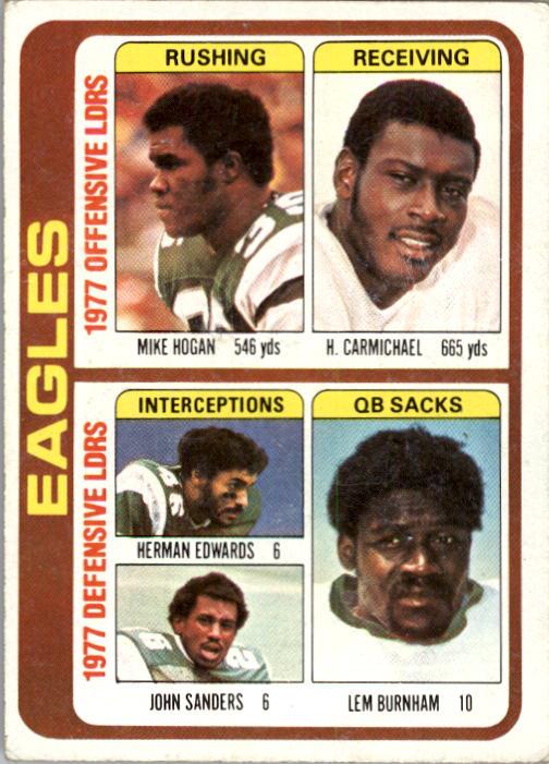 1978 Topps #521 Philadelphia Eagles TL/Mike Hogan/Harold Carmichael/Herman Edwards/John Sanders/Lem Burnham/(checklist back)