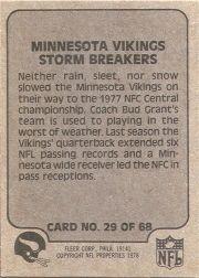1978 Fleer Team Action #29 Minnesota Vikings back image