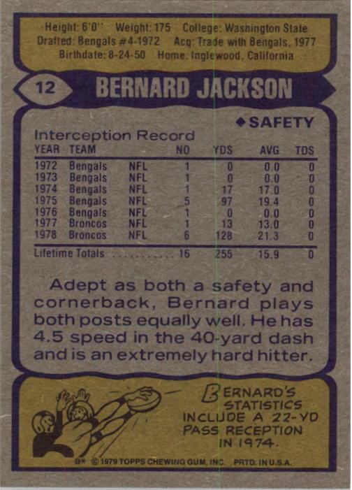 1979 Topps #12 Bernard Jackson back image
