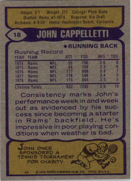 1979 Topps #18 John Cappelletti back image