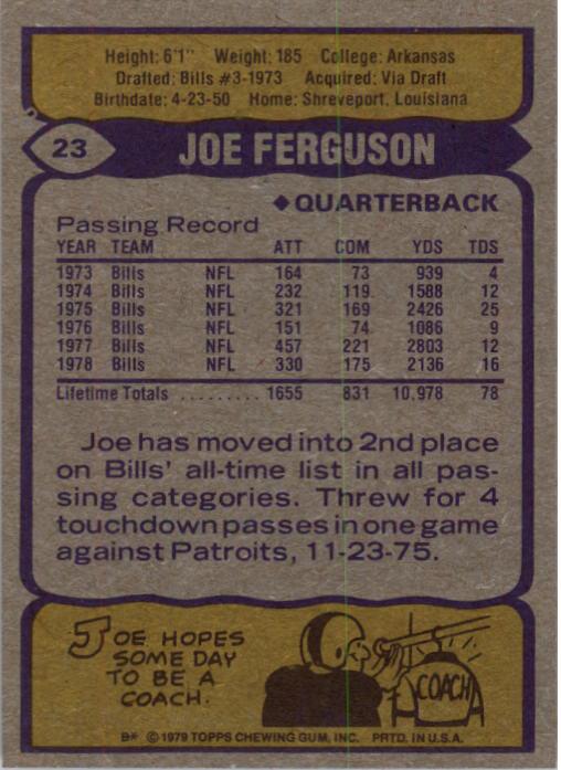 1979 Topps #23 Joe Ferguson back image