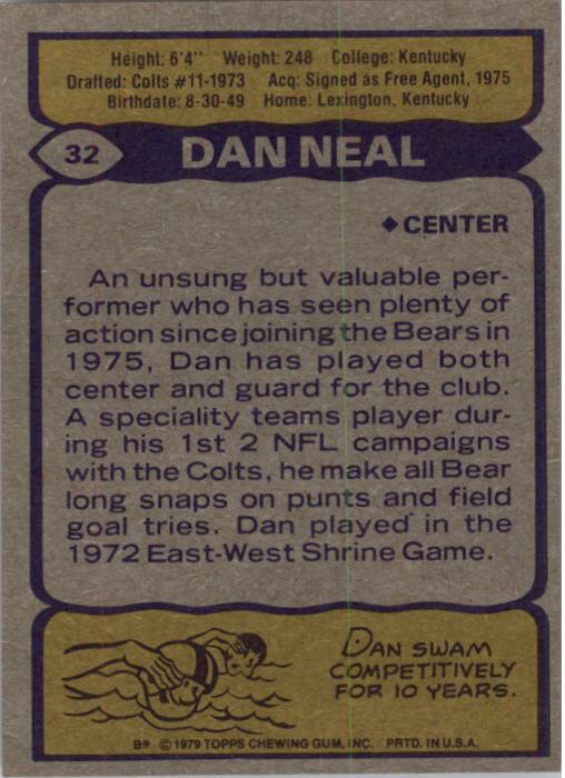 1979 Topps #32 Dan Neal back image