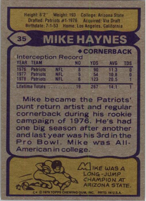 1979 Topps #35 Mike Haynes AP back image