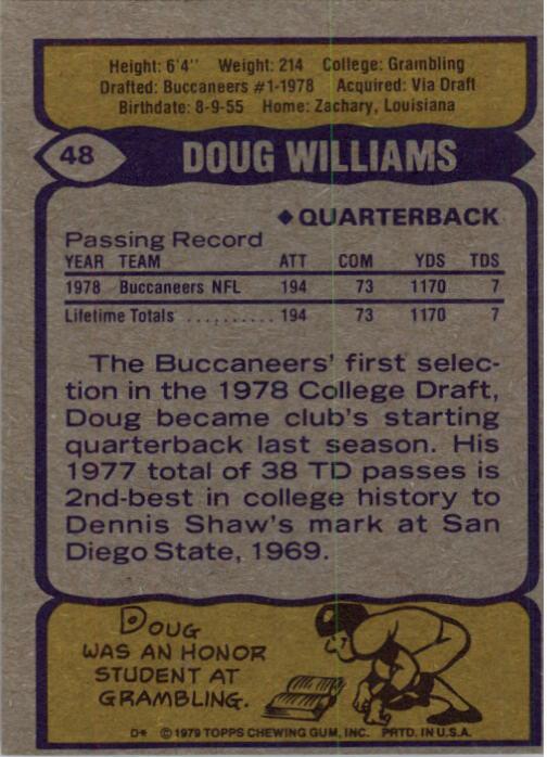 1979 Topps #48 Doug Williams RC back image