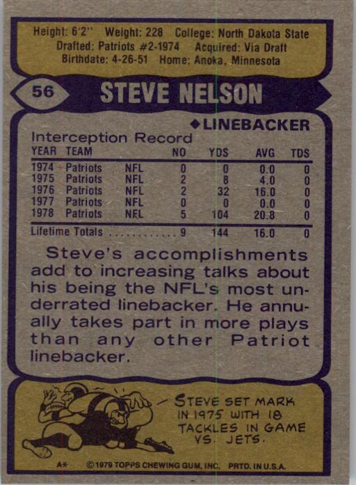 1979 Topps #56 Steve Nelson back image
