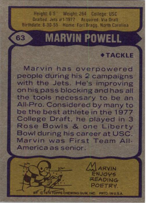 1979 Topps #63 Marvin Powell back image