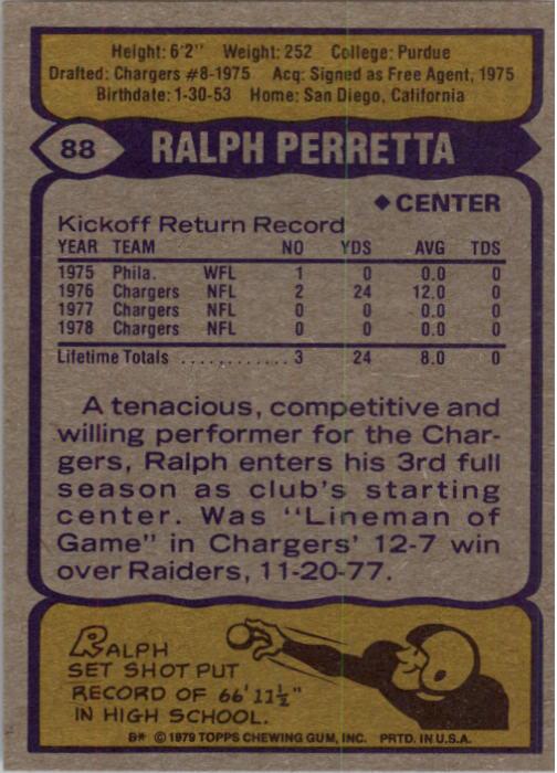 1979 Topps #88 Ralph Perretta back image