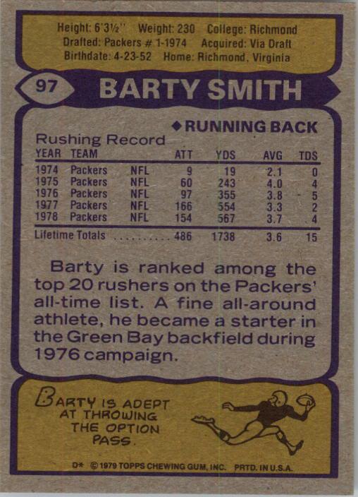 1979 Topps #97 Barty Smith back image