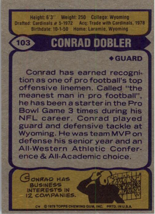 1979 Topps #103 Conrad Dobler back image