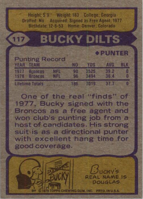 1979 Topps #117 Bucky Dilts back image