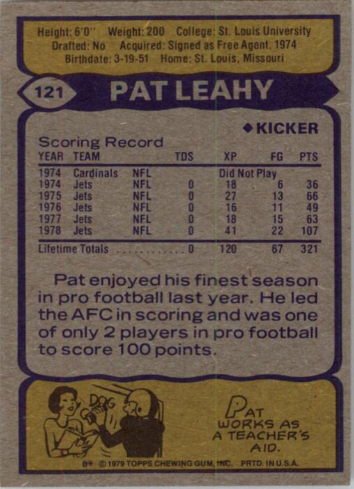 1979 Topps #121 Pat Leahy AP back image