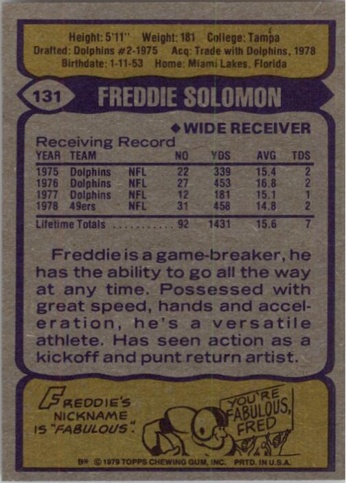 1979 Topps #131 Freddie Solomon back image