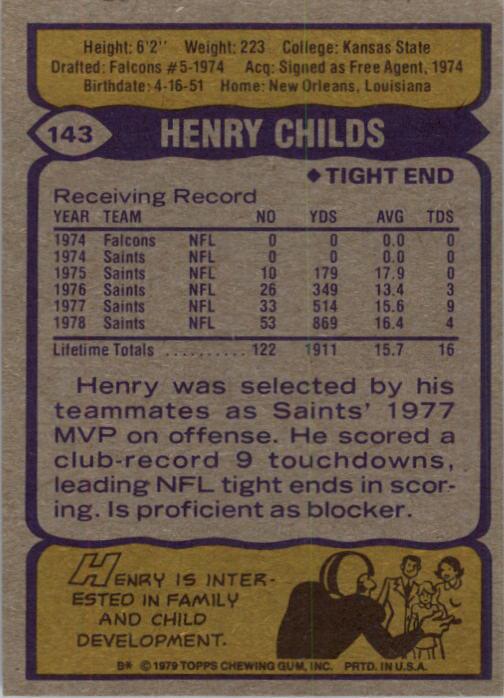 1979 Topps #143 Henry Childs back image