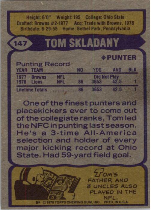 1979 Topps #147 Tom Skladany RC back image