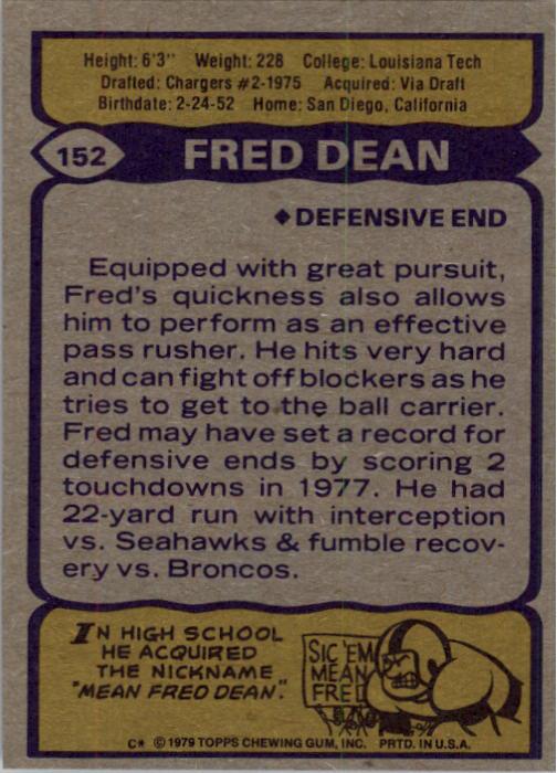 1979 Topps #152 Fred Dean back image