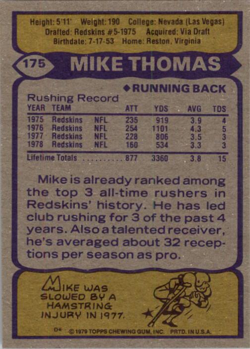 1979 Topps #175 Mike Thomas back image