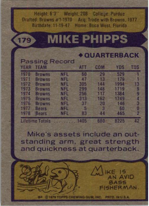 1979 Topps #179 Mike Phipps back image