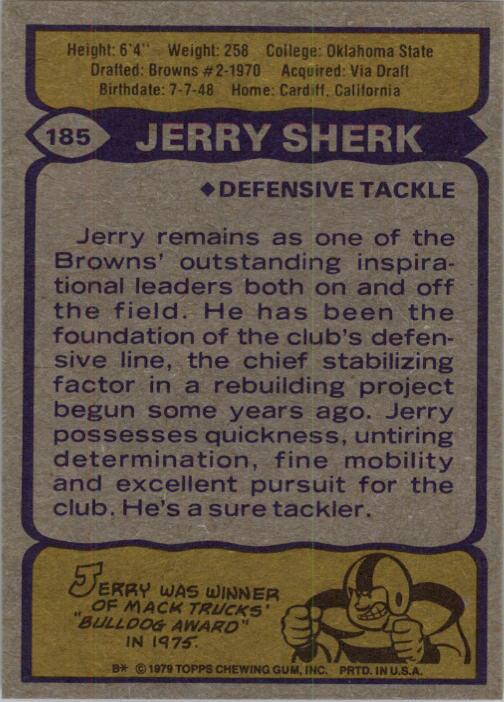 1979 Topps #185 Jerry Sherk back image