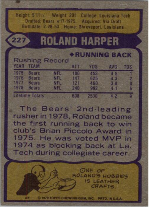 1979 Topps #227 Roland Harper back image
