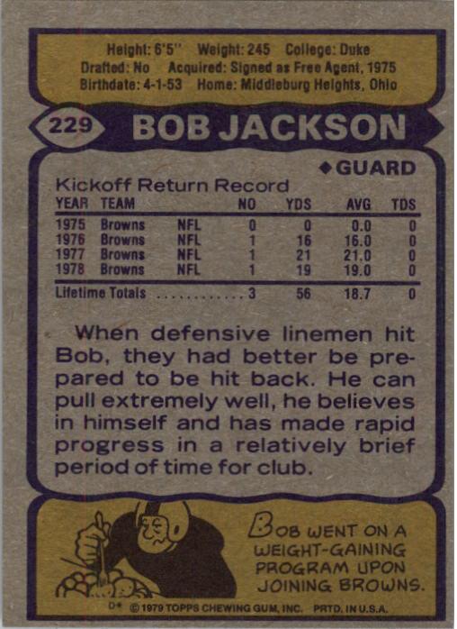 1979 Topps #229 Bob Jackson back image