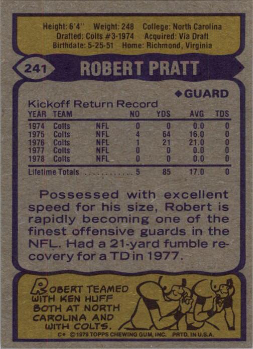1979 Topps #241 Robert Pratt back image