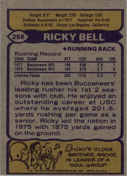 1979 Topps #258 Ricky Bell RC back image