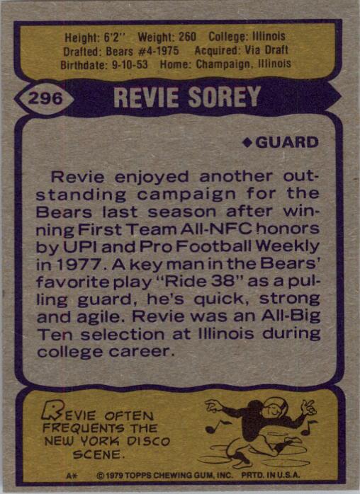 1979 Topps #296 Revie Sorey AP back image