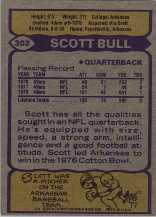 1979 Topps #302 Scott Bull RC back image