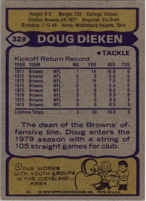 1979 Topps #329 Doug Dieken back image